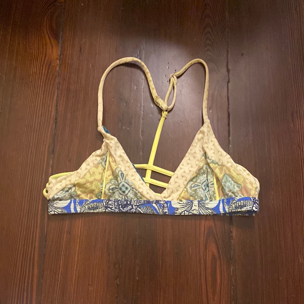 Yellow and blue Maaji bikini top